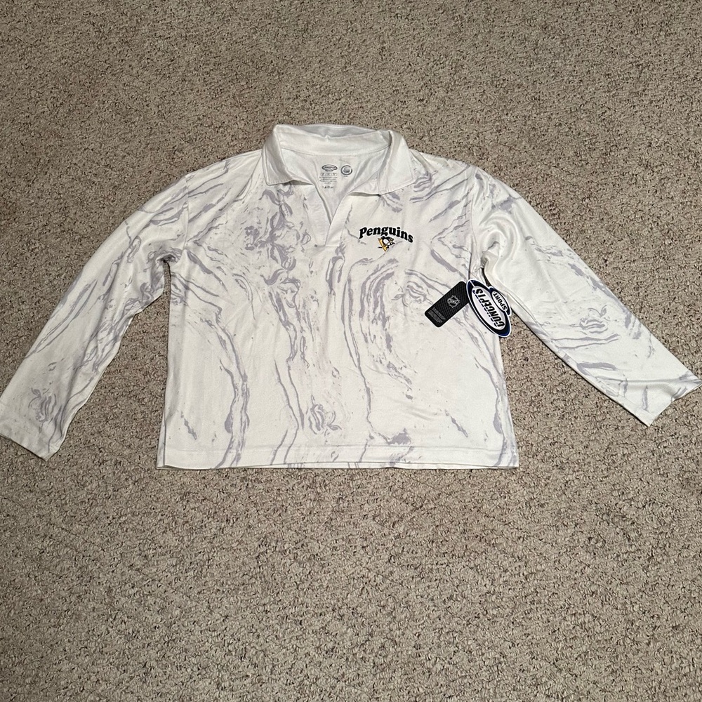 Pittsburgh Penguins NHL Concepts Sport LS Marble Collar Pajama Shirt Women XL